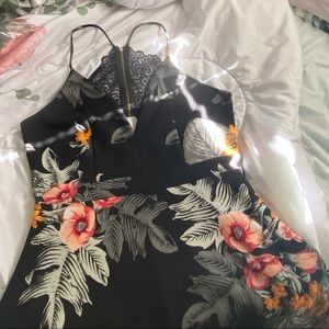 Black tropical print dress